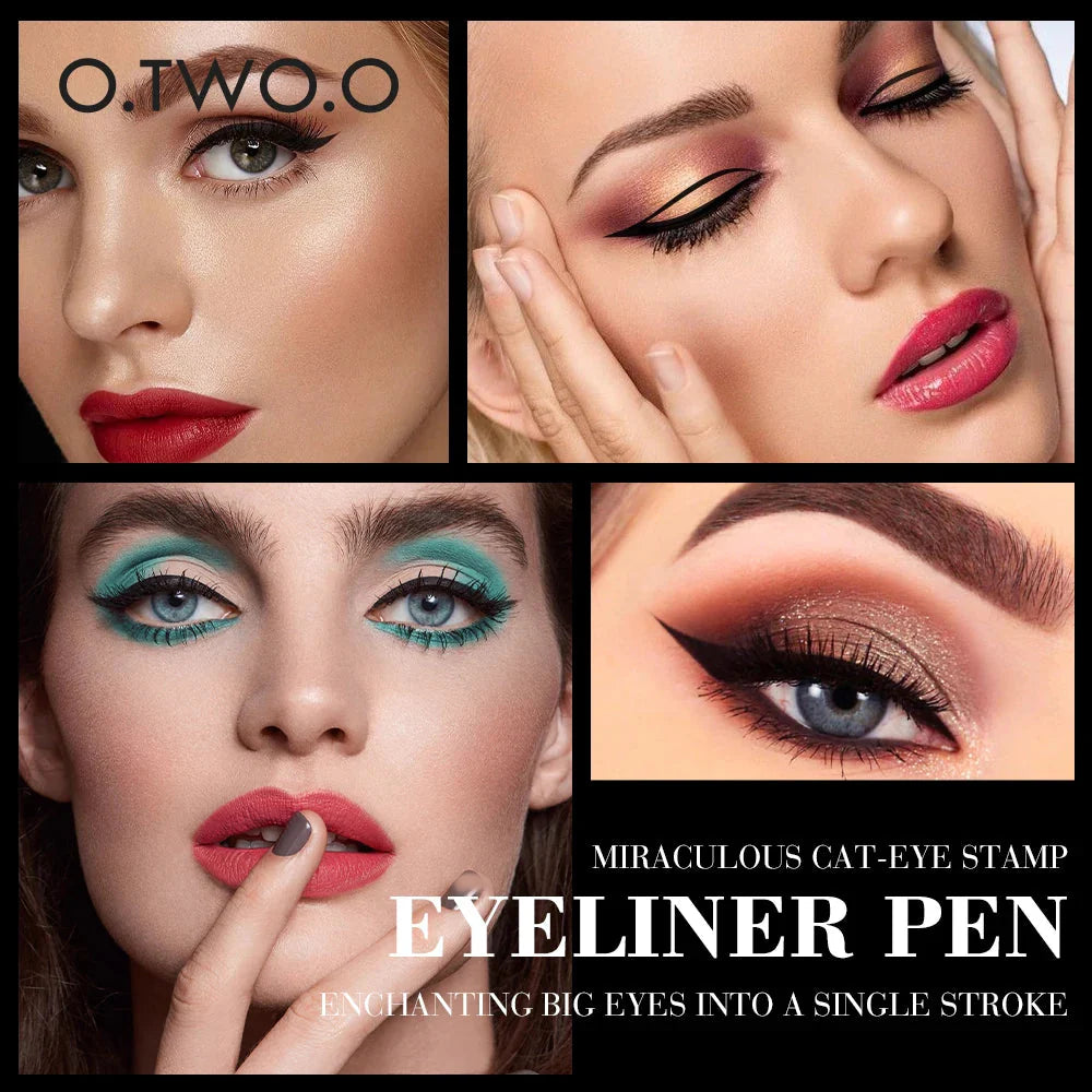 O.TWO.O Eyeliner Stamp Black Liquid Eyeliner Pen Waterproof Fast Dry Double-Ended Eye Liner Pencil Make-Up for Women Cosmetics