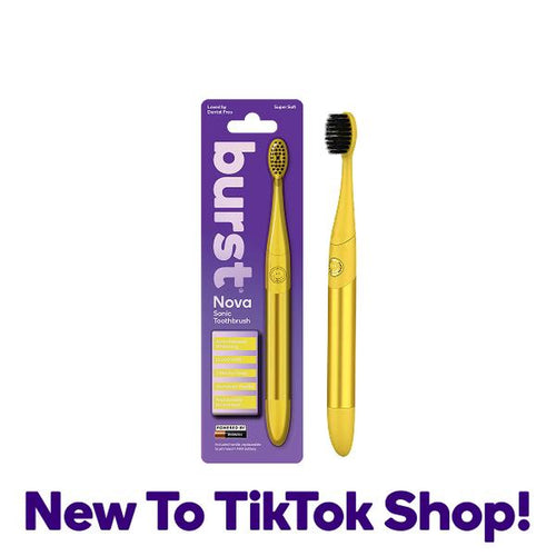 BURST Nova Sonic Toothbrush - Oral Care, Daily Use, 18,000 Vpm,Whitening Mode, AAA Battery, Aluminum Handle,